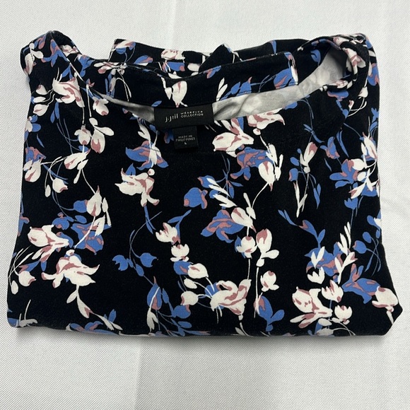 J Jill Wearever Collection Floral Shift Dress Black White Short Sleeve Women’s L - Picture 12 of 12